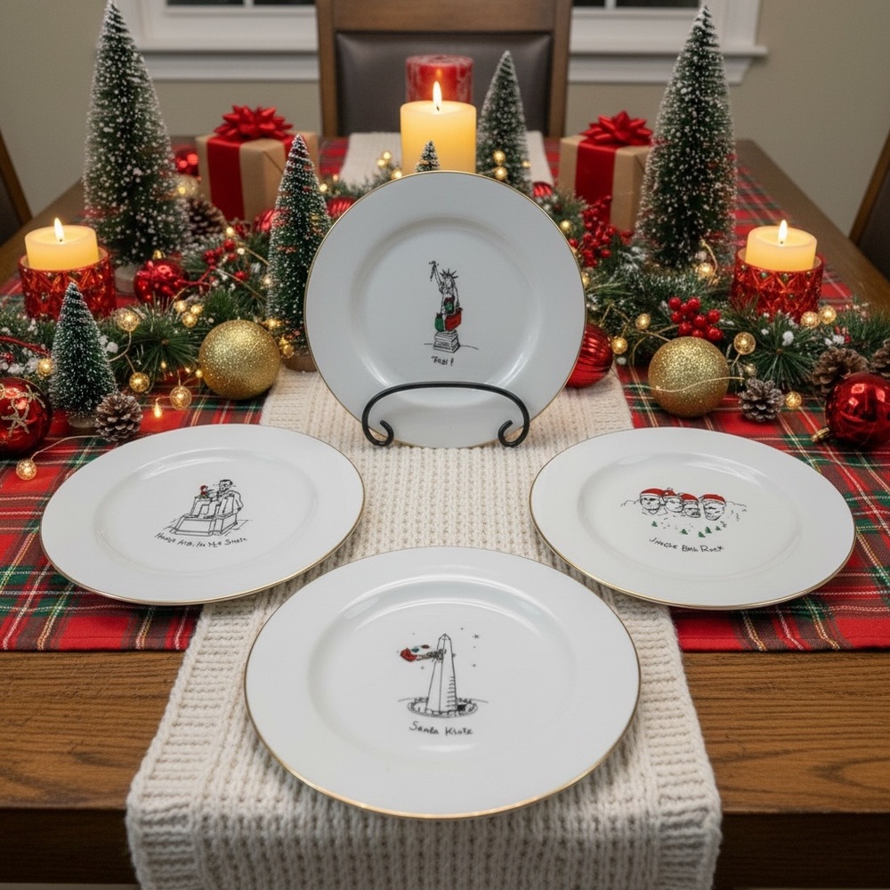 Merry Masterpieces fine porcelain Plates 1999-first edition set of 4).